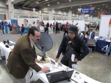 Stephen Tzikas presenting IBT radio telescope