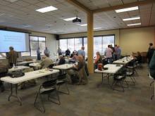 Conference attendees during break